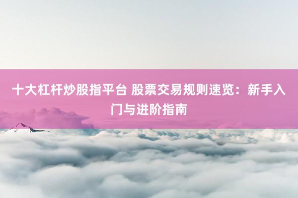 十大杠杆炒股指平台 股票交易规则速览：新手入门与进阶指南