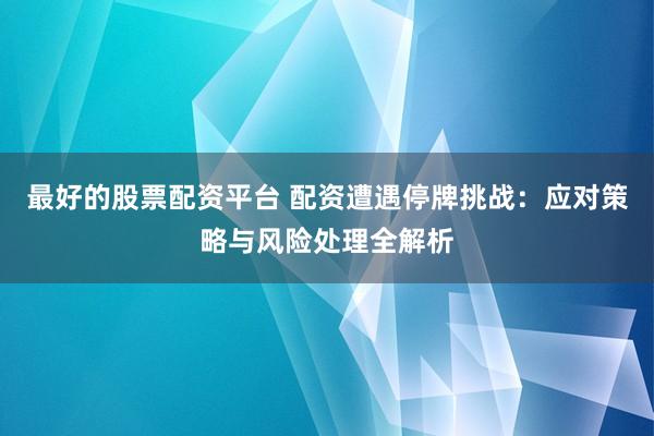 最好的股票配资平台 配资遭遇停牌挑战：应对策略与风险处理全解析