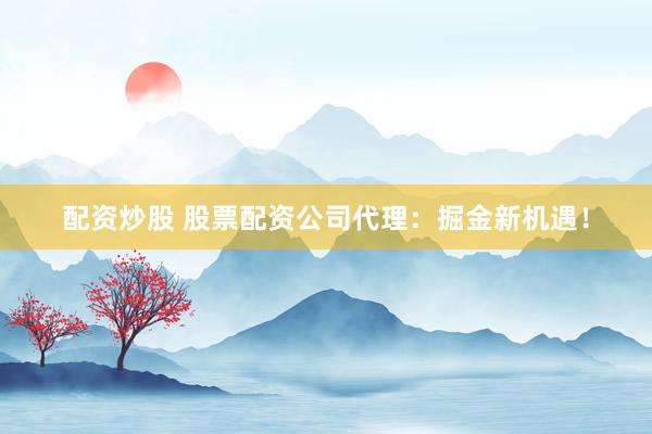 配资炒股 股票配资公司代理：掘金新机遇！