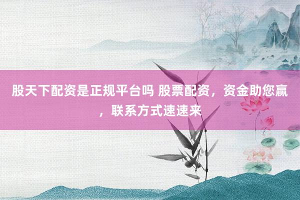 股天下配资是正规平台吗 股票配资，资金助您赢，联系方式速速来