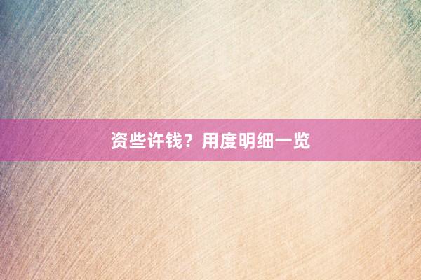 资些许钱？用度明细一览
