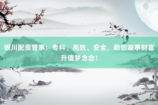 银川配资管事：专科、高效、安全，助您竣事财富升值梦念念！