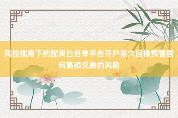 风控视角下的配资白名单平台开户最大回撤预警面向高频交易的风险