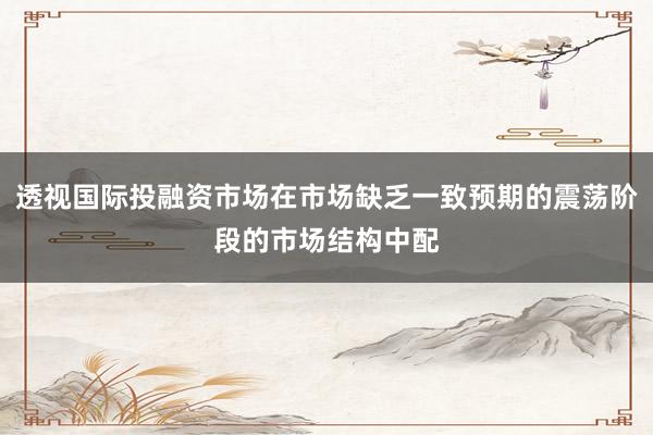 透视国际投融资市场在市场缺乏一致预期的震荡阶段的市场结构中配